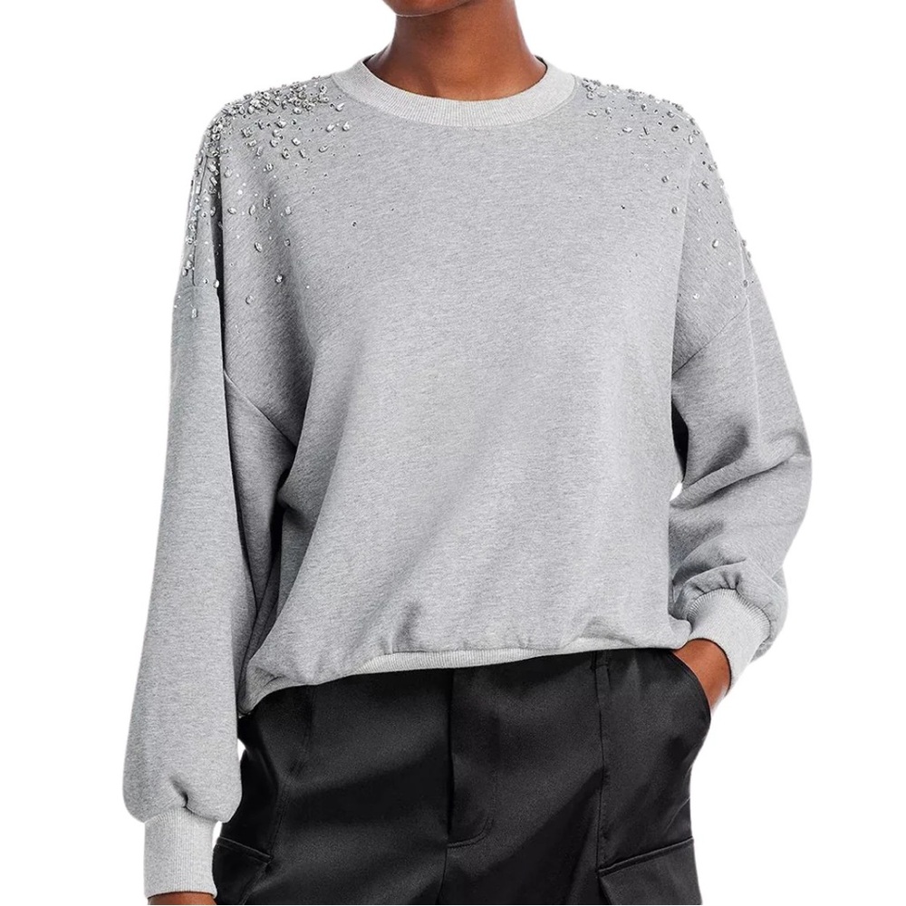 Cinq A Sept Crackle Rhinestone Embellished Pullover